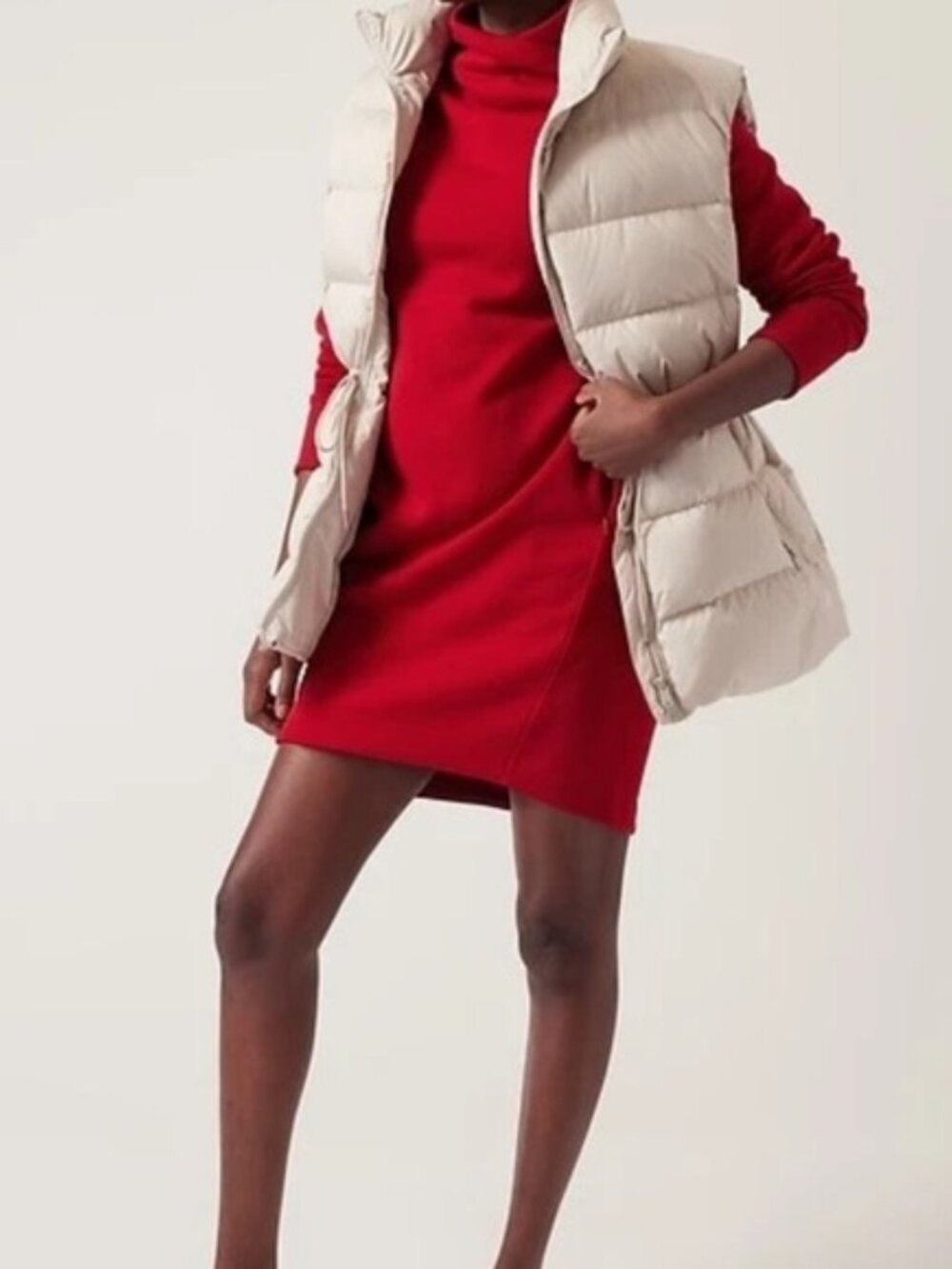 Athleta Cozy Karma Mock Neck Cocoon Dress Red NWT Size S - Picture 2 of 10